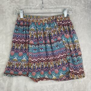 Vintage 90s Zouk Geometric Mini Skirt Large Lined Southwestern Festivalcore